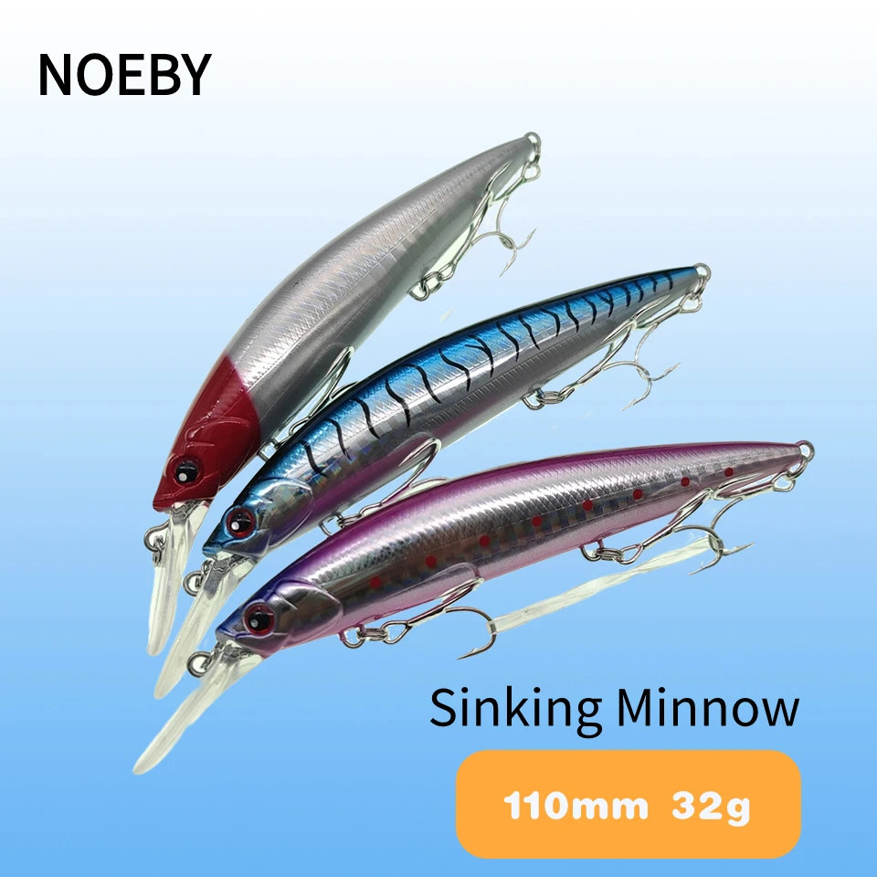 

NOEBY Sinking Minnow Fishing Lures 110mm 32g Wobblers Jerkbait Artificial Hard Bait Sea Bass Saltwater Tackle Fishing Lure