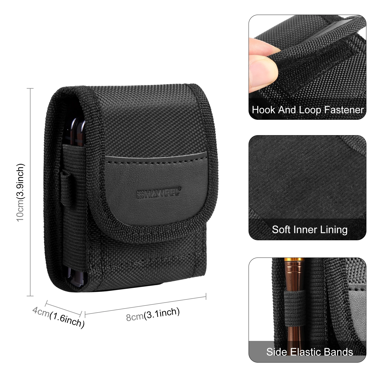 HAWEEL Flip Phone Nylon Cloth Belt Clip Carrying Pouch Bag Phone Carrying Bag