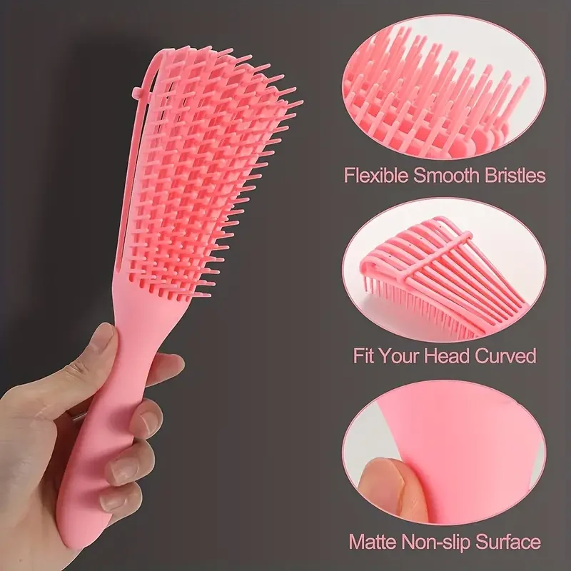 5pcs/set Detangling  Anti Static Hair Brush Curly Hair Curved Rat Tail Comb Set  Salon Hair Tools Suitable For All Hair Types