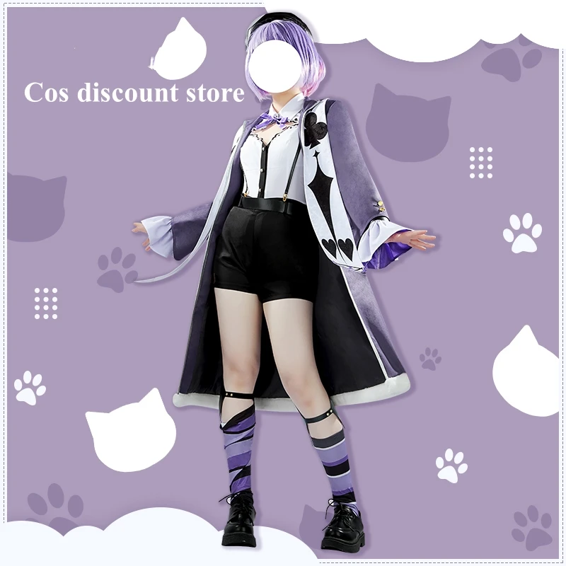 

Одежда для косплея Vtuber Hololive Nekomata Okayu Cos, костюм для женщин и девушек, милая форма для косплея с шапочкой и комиксом, праздничный наряд, полный комплект