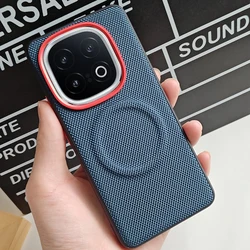 Magnetic Shockproof Matte Skin Phone Case - Soft Hybrid TPU, Nylon, and Metal - Anti - Fingerprint Protection for Vivo iQOO Z10 Turbo (Blue)