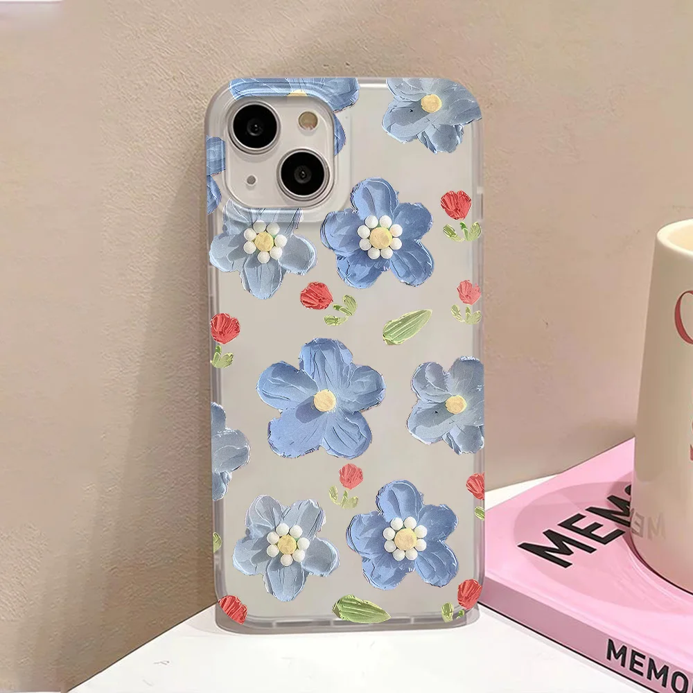 Oil Painting Floral Silicone Phone Case - Shockproof Soft TPU Cover