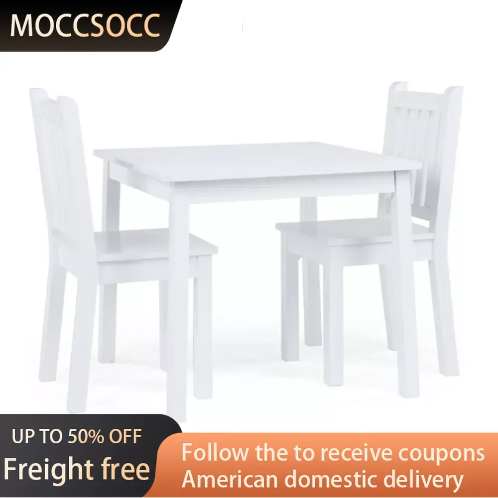 

Daylight Kids Wood Square Table and 2 Chairs Set Studying Desk for Children Tables & Sets White Ages 3 and Up Freight Free