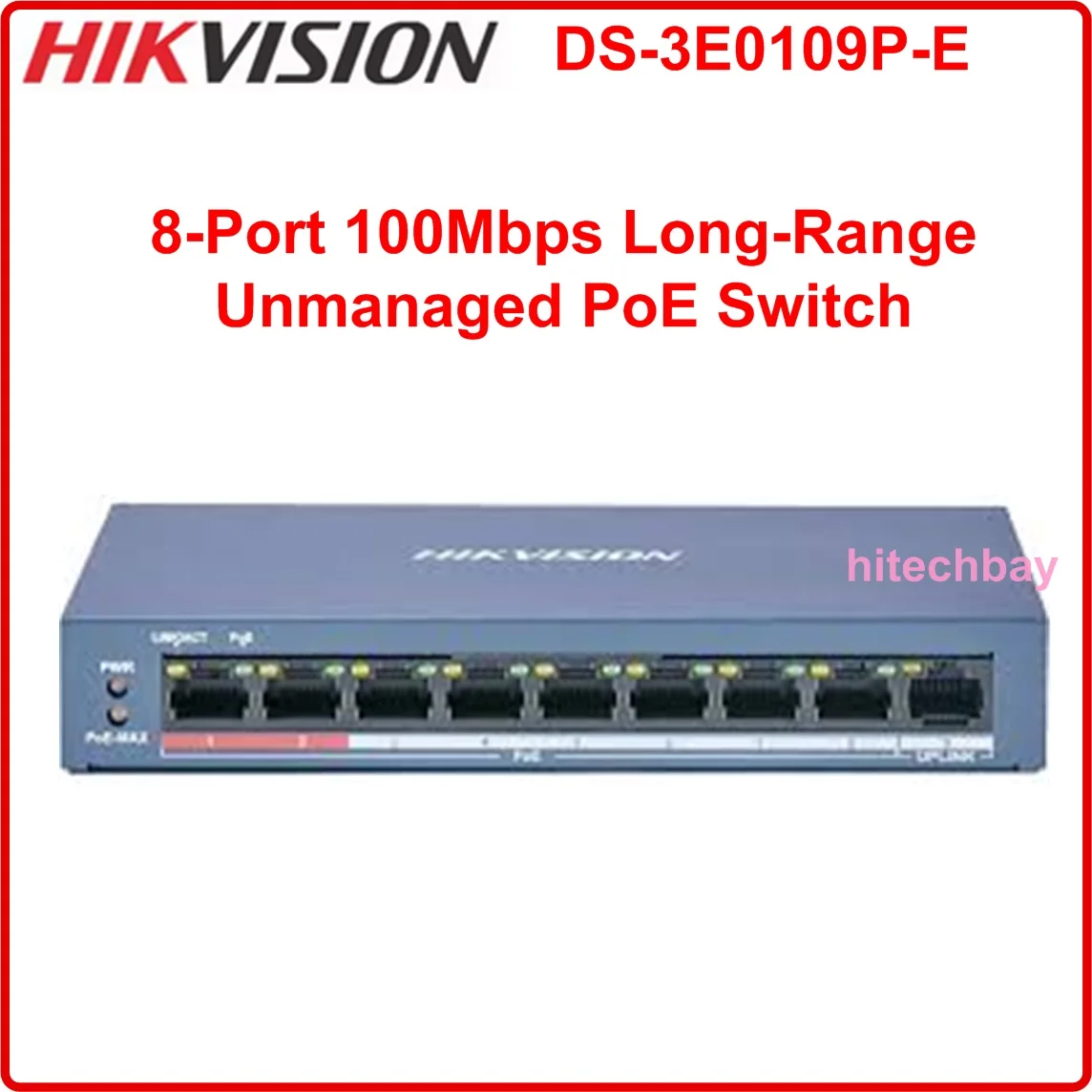 Hikvision DS-3E0105P-E DS-3E0109P-E 4/8 PoE 포트 100Mbps/기가비트 고속 이더넷 비관리형 PoE 스위치