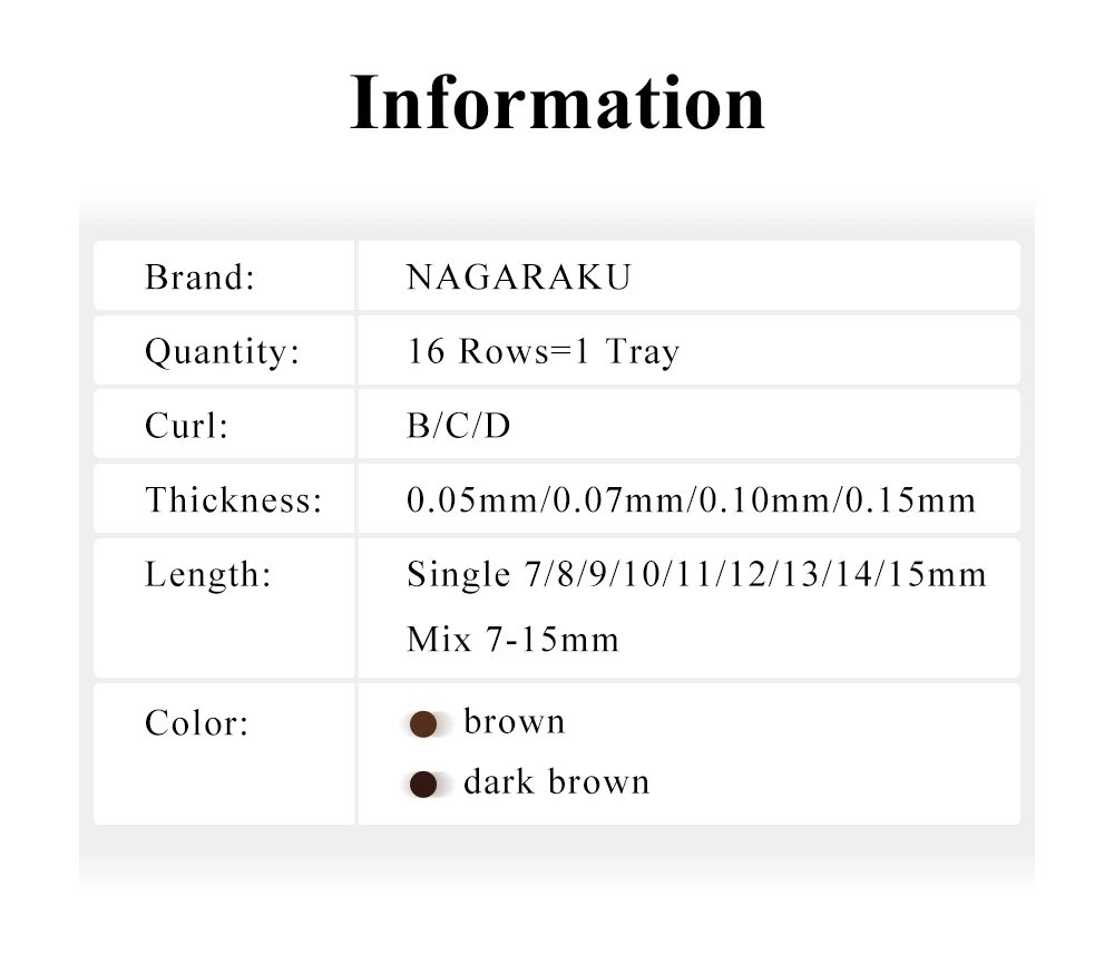 Description Picture 4 of itemNAGARAKU High Quality Light/ Dark Brown Eyelash Mink Lash False Eyelash Faux Individual Eyelashes Cilia Lashes Eyelash Extension