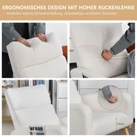 Кресло-качалка Anajqaqia с карманами, белое, берберский флис — изображение 4