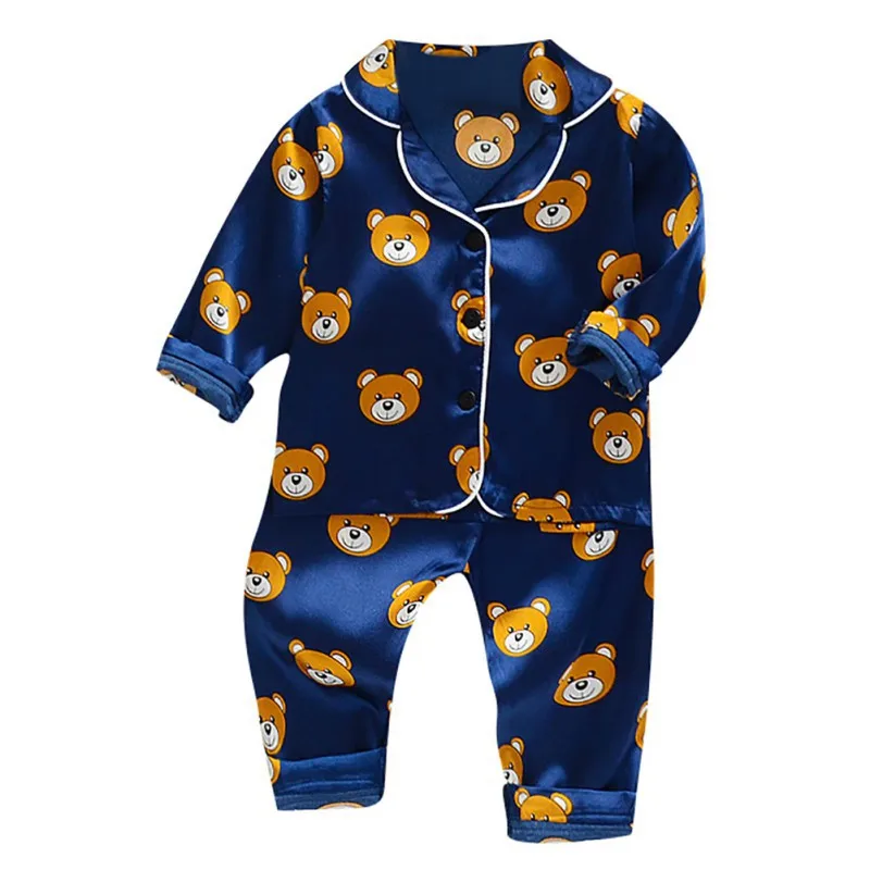 Pajamas Sets Children Pajamas Kids Clothes Sets Toddler Silk Satin Pajamas Pyjamas Set Baby Sleepwear