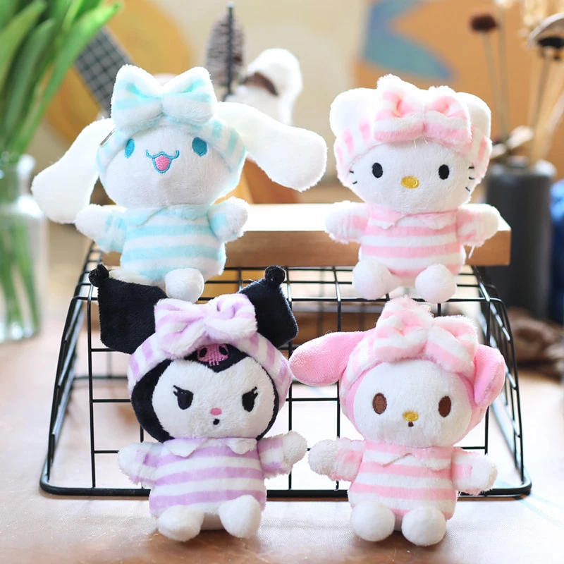 

12 см Kawaii аниме плюшевые игрушки милые мультфильмы Kuromi Melody Cinnamoroll Hello Kitty куклы мягкая кукла брелок сумка кулон