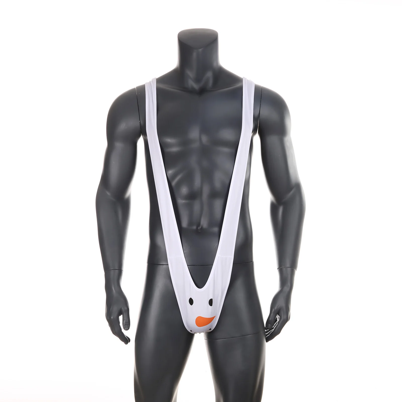 Men Sexy One Piece Strap Underwear Erotic Lingerie Mankini Thong Christmas Snowman Suspender Costume Bodysuit