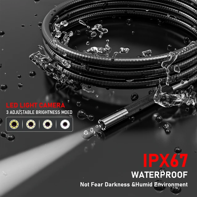 1080P HD Borescope with 4.3 Inch IPS Screen, IP67 Waterproof, Endoscope Camera 360° Rotating Inspection Camera, Tube Camera 1M, 6