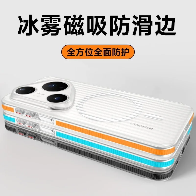 Magnetic Matte Transparent Dustproof Phone Case with Corrugated Design