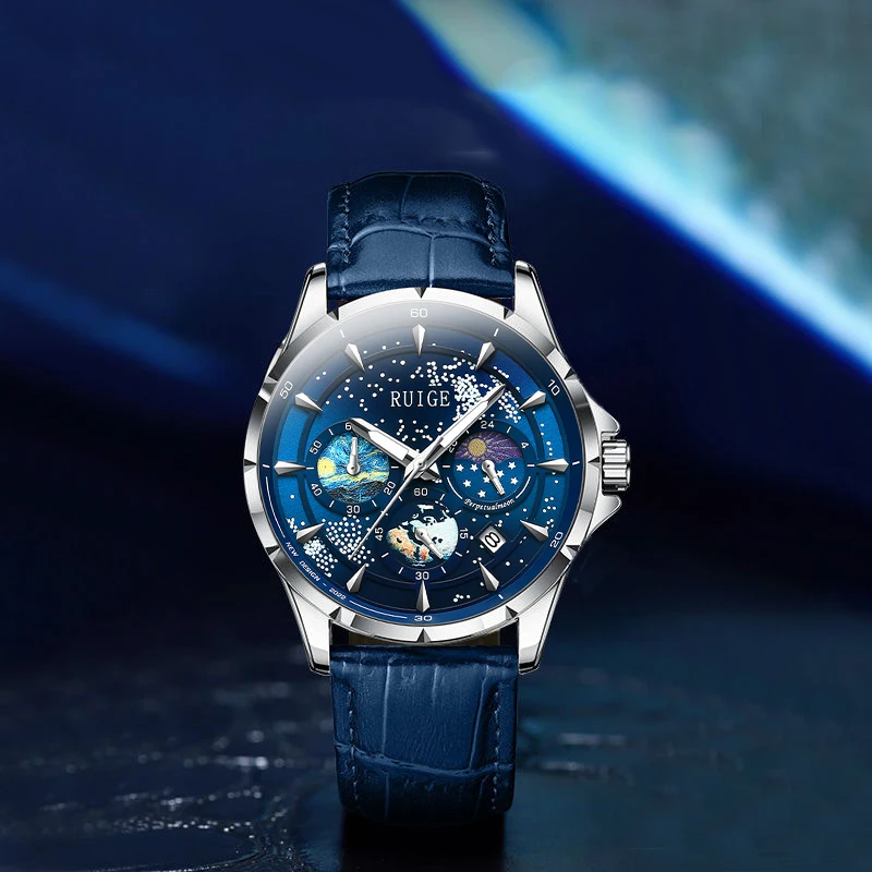 FORSINING Orologio Uomo Al Quarzo Con Quadrante Terra E Cinturino In Silicone - Design Speciale Senza Lancette - 2