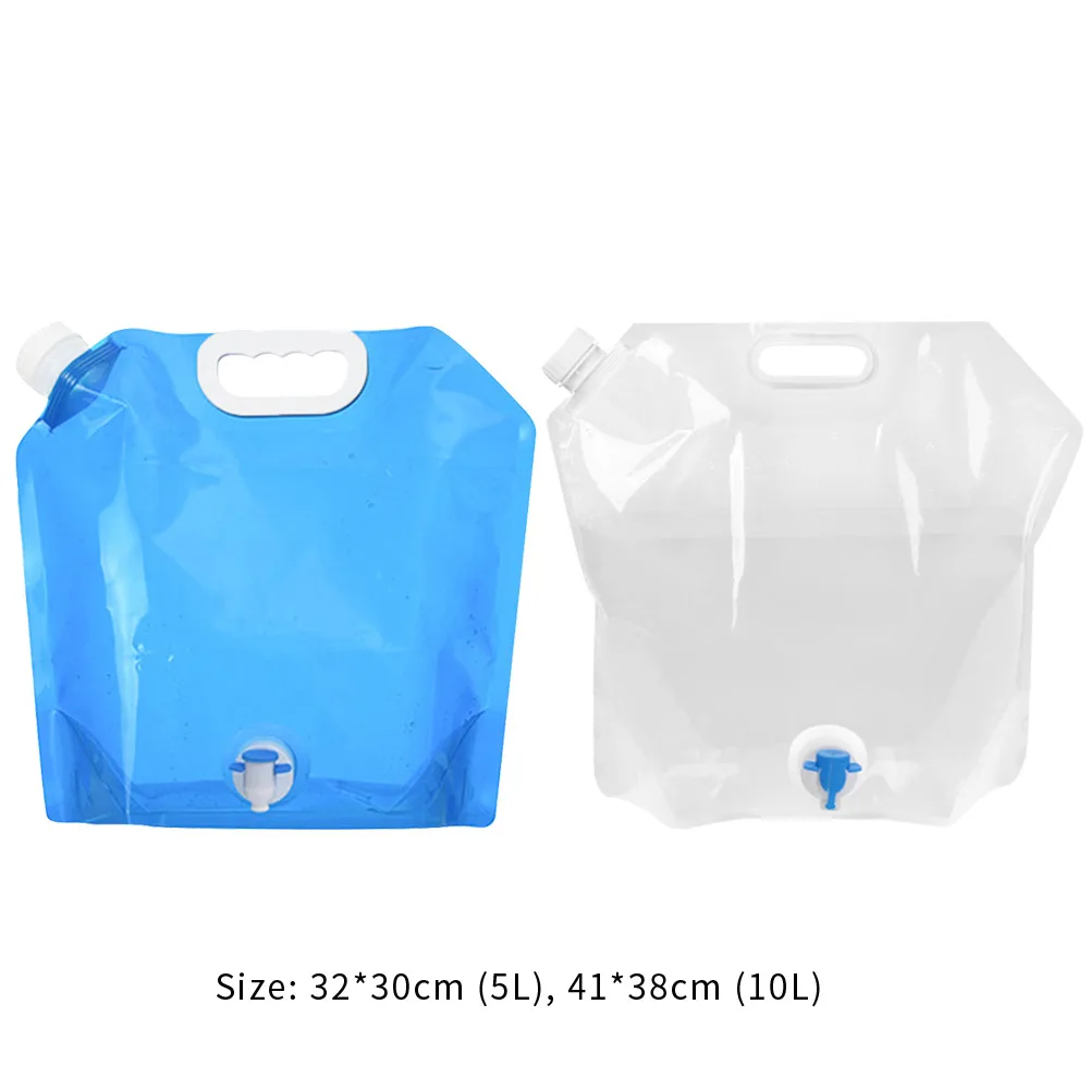 5L/10L 접이식 물주머니(탭 포함) 접이식 안전 밀봉 식수통 휴대용 야외 물주머니 식수 운반용