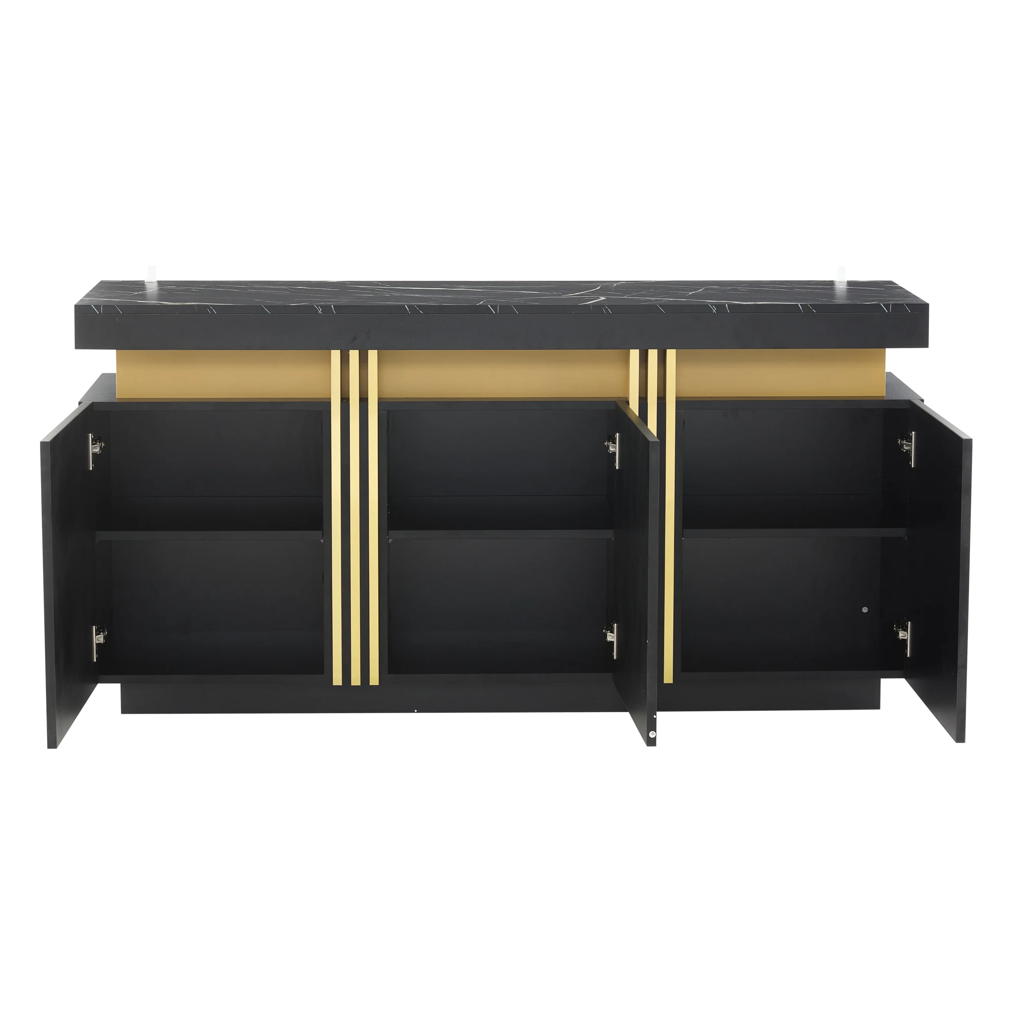 Modernes schwarzes Sideboard, 3 Türen, Esszimmerschrank mit verstellbaren Trennwänden, perfekt für Küche, Wohnzimmer. – Detail 19