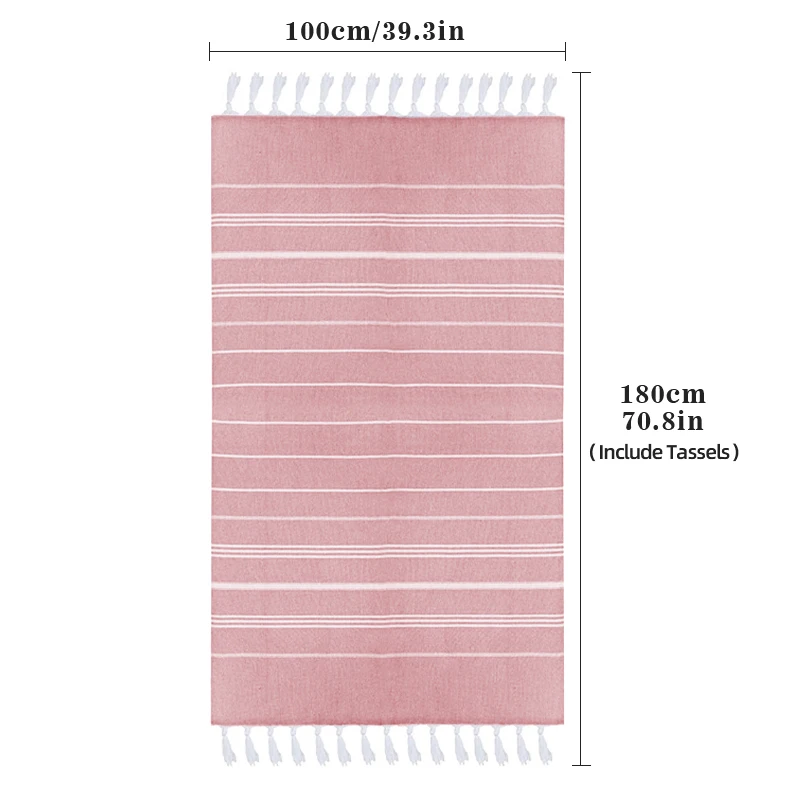 100x180cm 대형 터키 비치 타월 ? 빠른 건조, 모래 방지, 가볍고 휴대 가능하며 태슬 장식, 여행에 적합