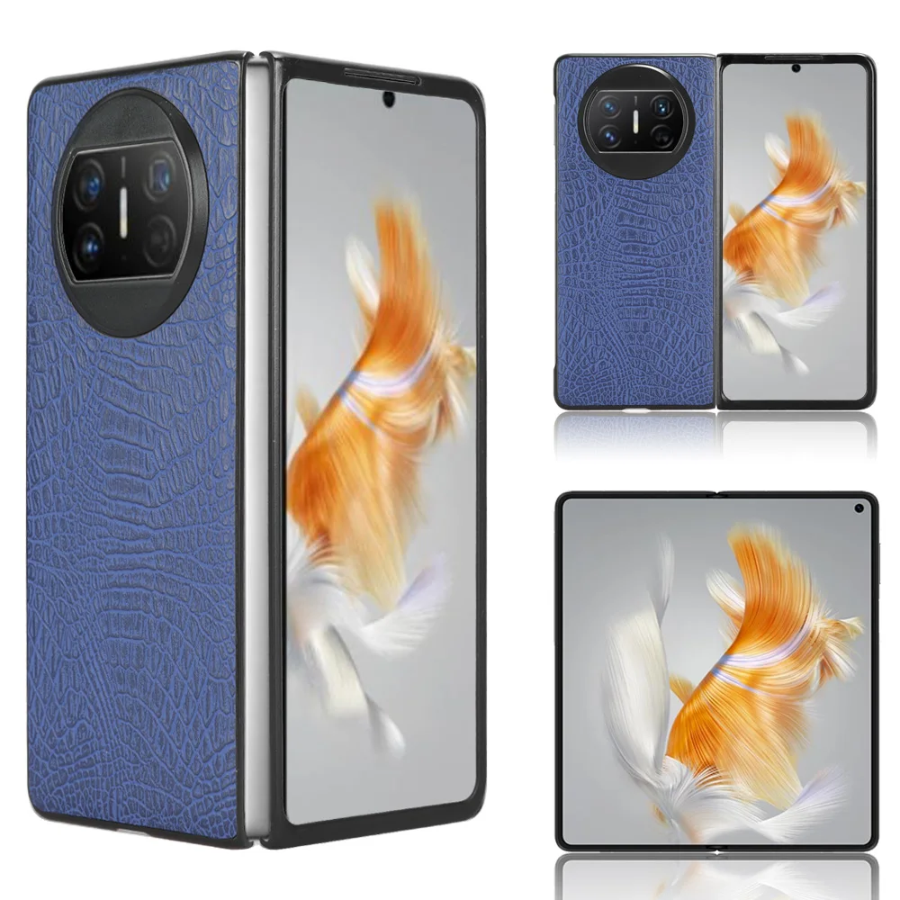 Per Huawei Mate X3 Custodia Classic Crocodile Pattern Skin Pu Leather Pc Cover Protettiva Posteriore In Plastica Dura Fundas Coque