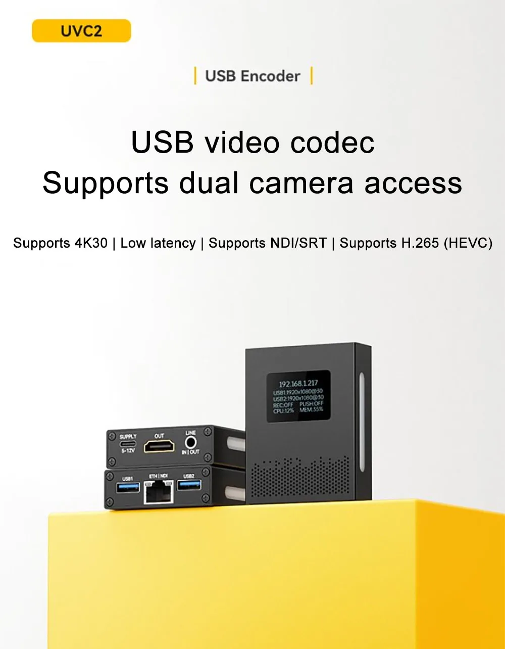 Link Pi UVC2 2-way USB Encoder/Decoder 4K30fps NDI/ SRT H.265 Encoding UVC To HD