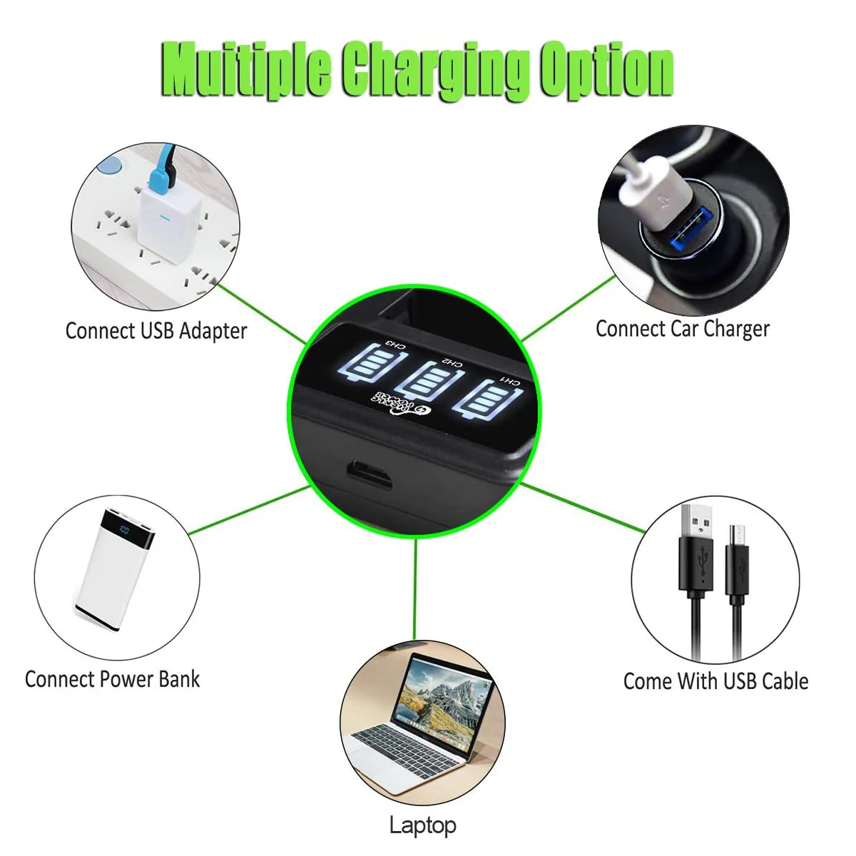 Batteries et chargeurs pour GoPro Hero 12/11/10/9 - Lot de 1 à 4