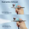 Airbrush Kit Dual-Action Gravity Airbrush Spray Gun with 0.2/0.3/0.5mm Needles Set 7cc/20cc/40cc Cup Air Hose and Cleaning Kit 4