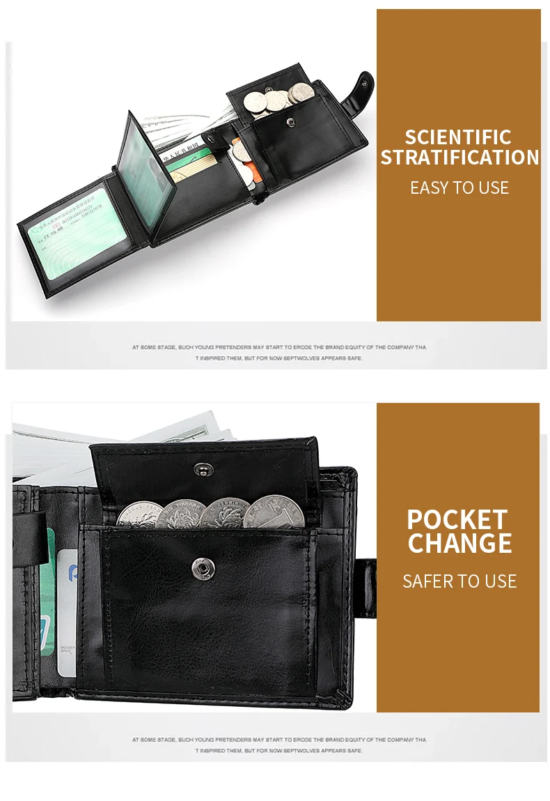 Mens Multi-Function Large Capacity Wallet - Zipper Coin  ID Holder