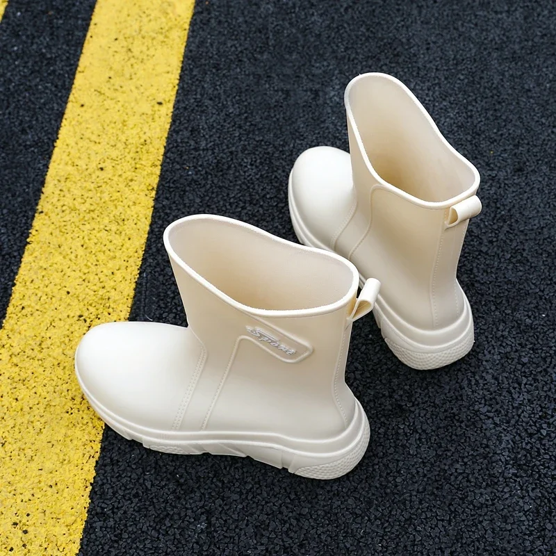 Womens Rain Boots Pull Back Women's Rain Boots Mid-calf Rain Boots