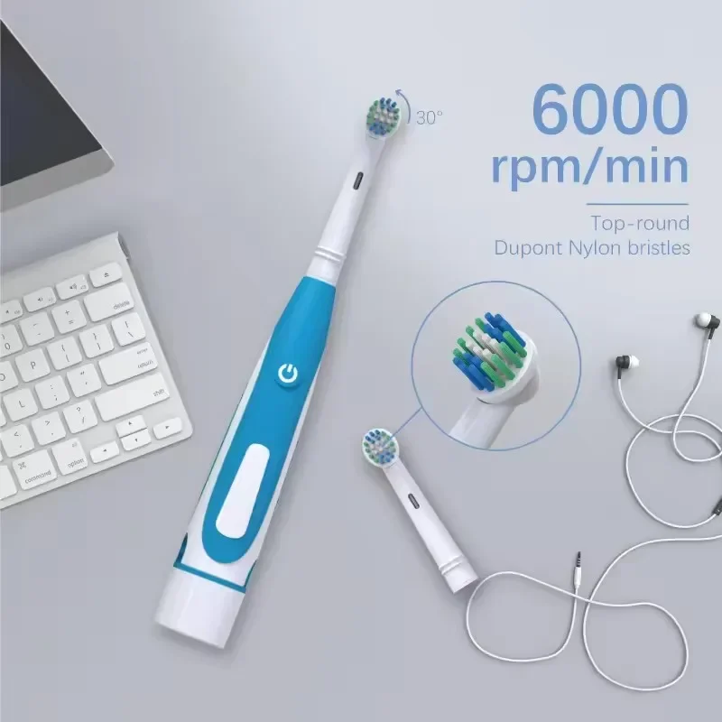 Sonic Vibrating Electric Toothbrush with Soft Bristle Heads and Gum Care