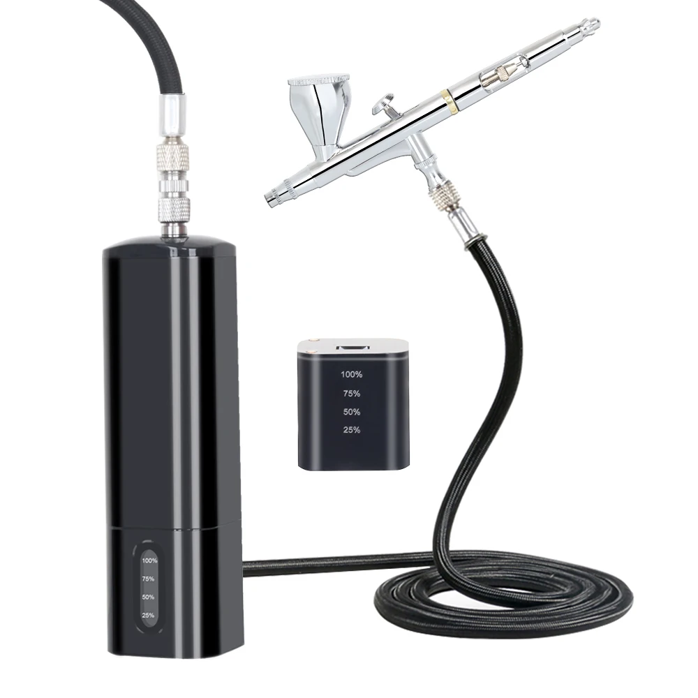 Battery Replaceable High Pressure Cordless Airbrush Kit Auto Start Stop Klein Air Brush Spray Gun For Painting Makeup for ie40pro ie40 replaceable hifi earphones typec to ie40pro high purity single crystal copper cable