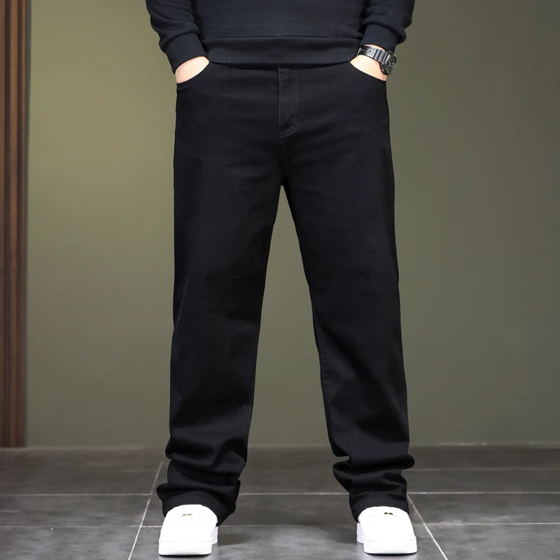 Man Black Jeans Big Size Denim Fabric Pants for Fat People 45-150kg Hombre Wide Leg Jeans Pantalon Homme 5