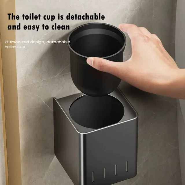 Spazzola per WC in acciaio inossidabile Spazzola per pulizia per WC Appeso a parete Pavimento Strumenti per la pulizia della casa Set di accessori per il bagno 5