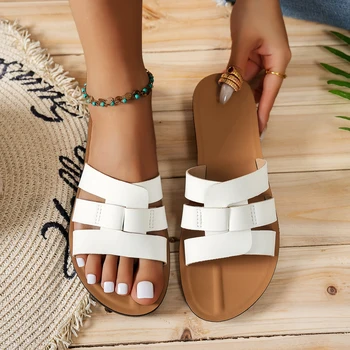 Fashionable Versatile Indoor Outdoor Slip-On Slippers Comfortable Wear-Resistant Polyurethane Soft Bottom Ladies Beach Sandals 1