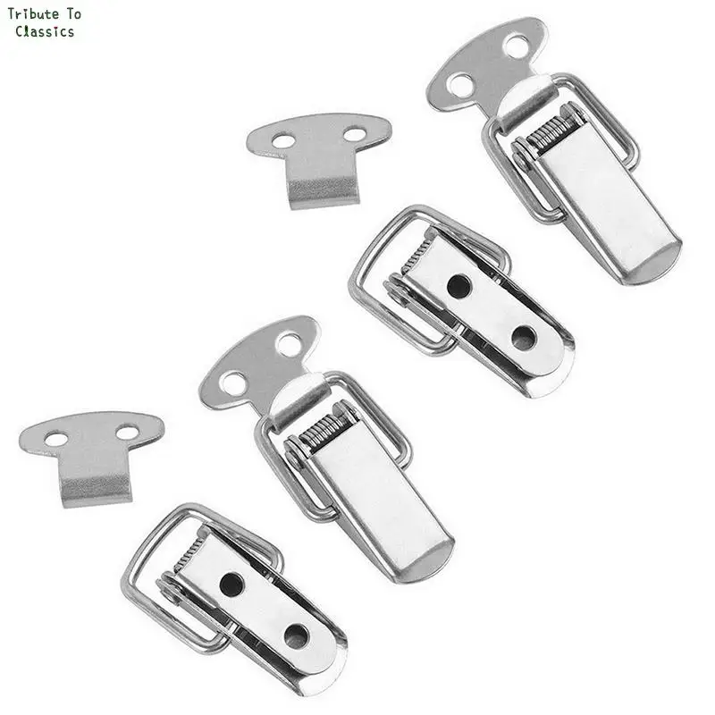 Mini Stainless Steel Cabinet Boxes Spring Loaded Latch Catch Toggle Clamp Hasp Lock For Chest Box Gift Suitcase Case 2/4pcs/lot toggle latches