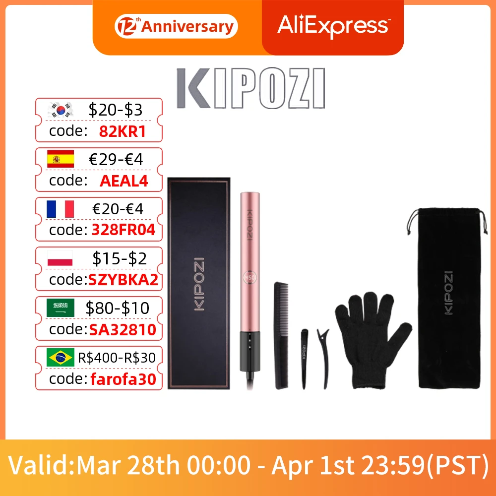 KIPOZI V7 Rose Gold Luxury Hair Straightener Curling Iron Titanium Flat for Different Style Salon Styling Tool | Красота и здоровье