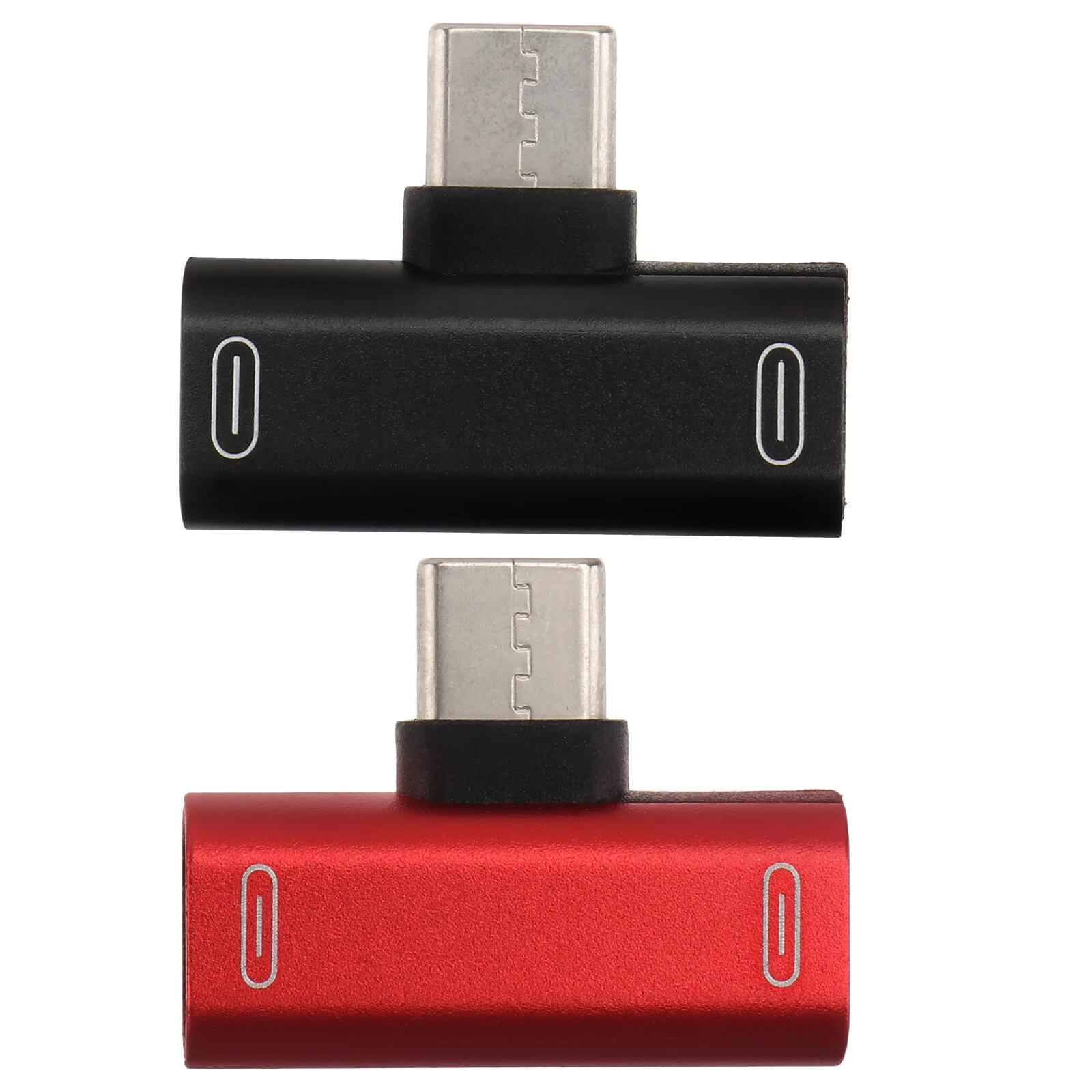 

2 шт., USB Type-C адаптер для зарядки наушников (1 красный и 1 черный)