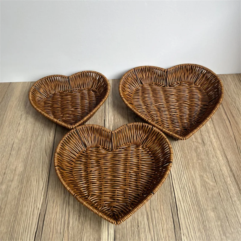 Imitation Rattan Fruit Basket Sundry Storage Basket Hand-Woven Storage Box Home Storage Supplies Tabletop Display Rattan Basket 2