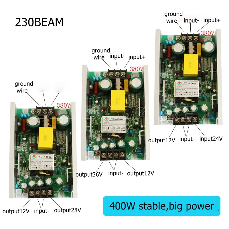 

YC-450W 230 260 330 350 Beam Beam 7R 230W Moving Head Lighting Power Supply Board 230W-380V-24V-12V Beam 200W 5R Lighting