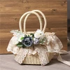 INS Style Straw Bags With Simulation Flower Beach Bag Countryside Girls' Handbag Fashion Handmade Bags Summer Accessories 5