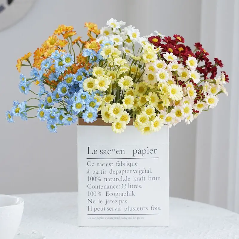 

6PCS Gesang White Daisy 27CM Beautiful Silk Petal Sunflower Floral Event Party Table Home Decoration Flower- INDIGO