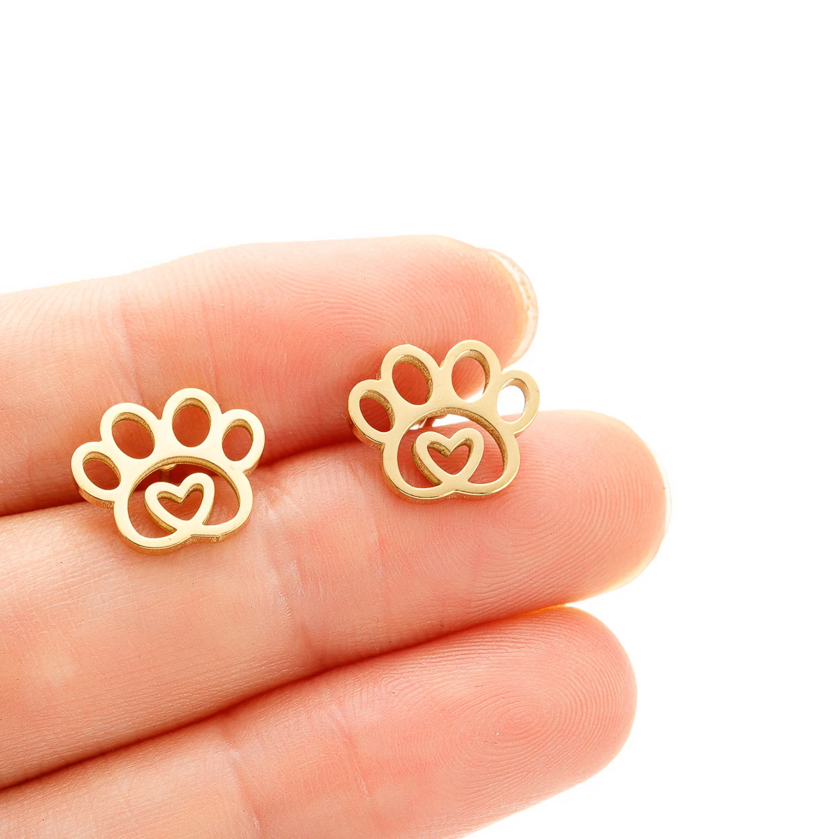 Shuang shuo 1 Paar Trend niedlichen Pfoten abdruck Ohrringe für Frauen Katze und Hund Pfote Ohr stecker Edelstahl Ohr Piercing Brincos – Detail 9