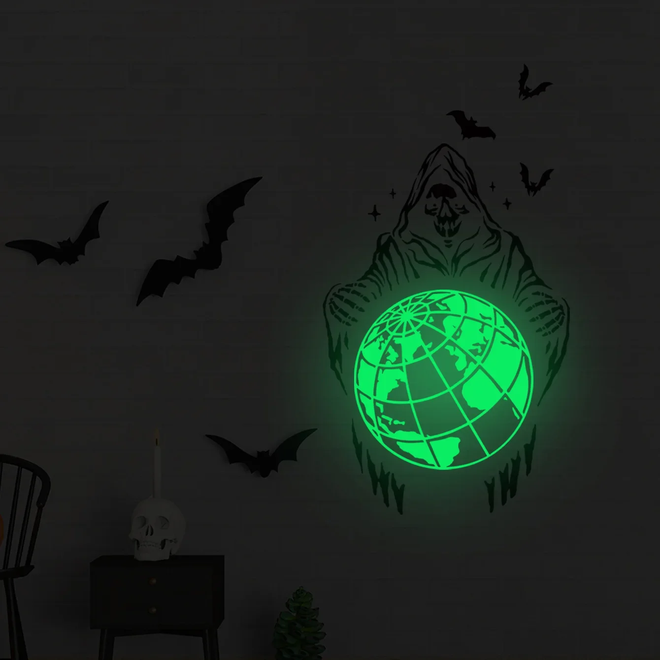 New Halloween Ghost Earth Bat Decorative Wall Stickers Simple Removable Wall Stickers