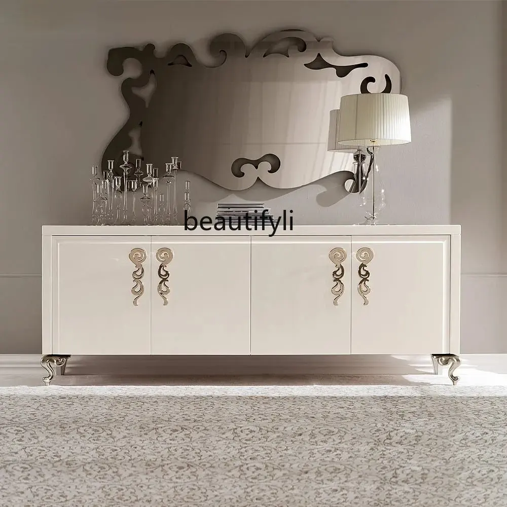 yj Italian Light Luxury Modern Minimalist Paint Storage Cabinet Sideboard Cabinet Entrance Cabinet