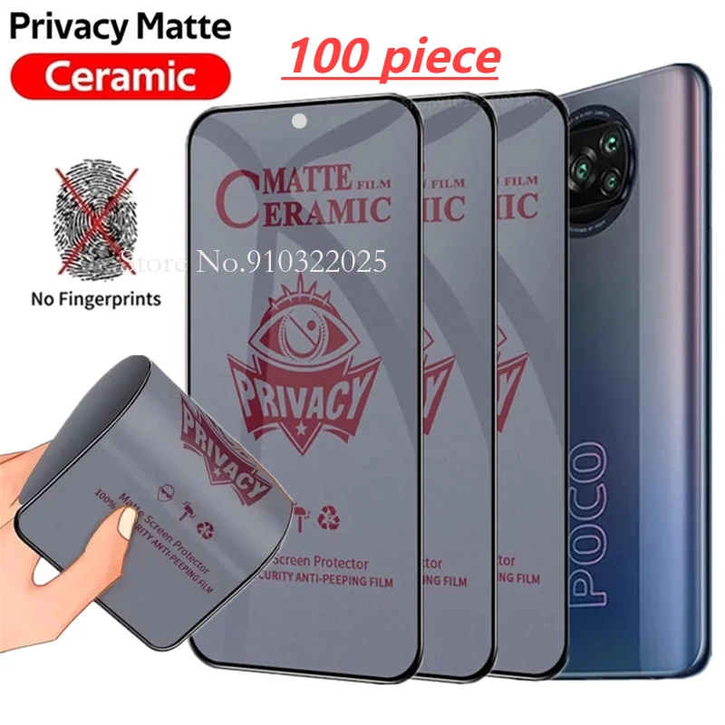 

100 piece Matte Ceramic Privacy Screen Protector For Xiaomi Mi Poco X3 Pro F3 M3 M4 Redmi Note 11 10 9T 8T 9C Anti-Spy Film