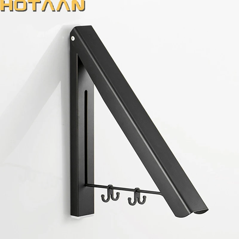 Bathroom Folding Black Laundry Adjustable Drying Rack Retractable Punch Free Balcony Tool Multifunction Clothes Hanger Indoor 1