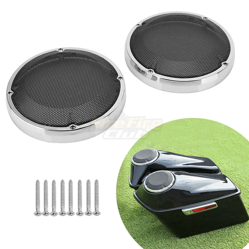 6.5" Motorcycle Speaker Grill Covers - Black ABS Plastic For Harley Touring Models 1983-2020