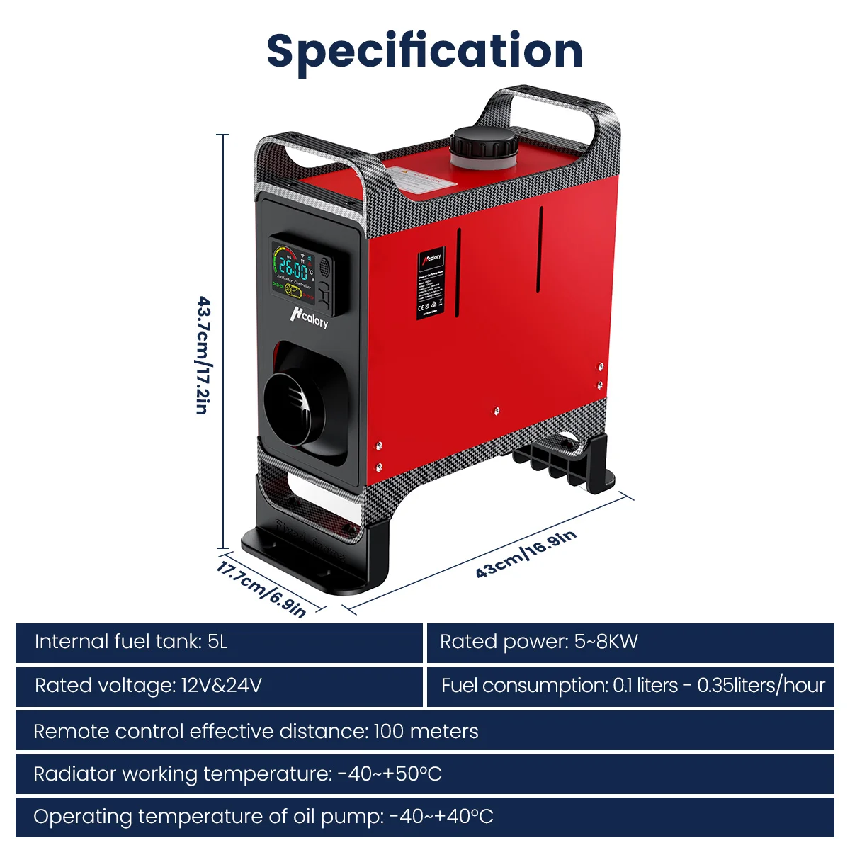 Chauffage de stationnement à essence/ Diesel Hcalory - Chauffage à air 12V  8kw - | bol