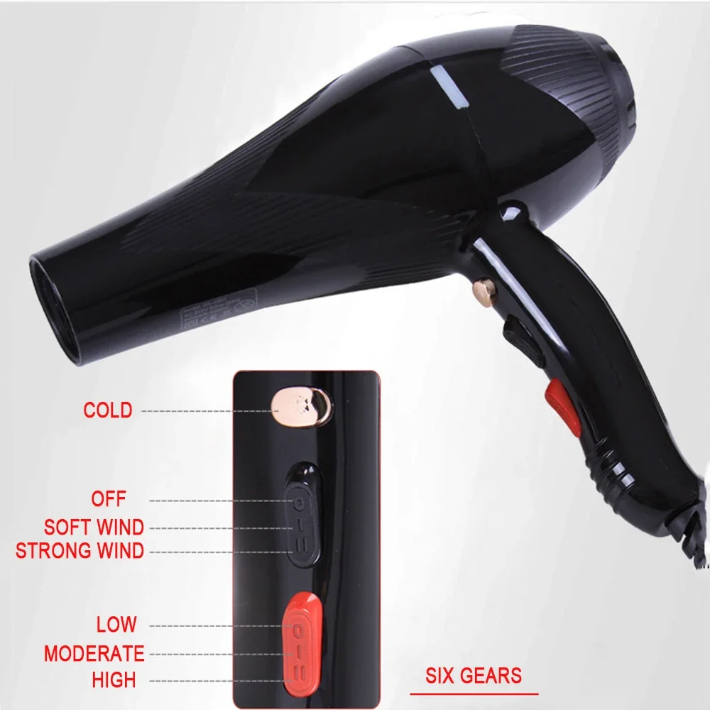 Professional Salon Hair Dryer Hot and Cold Wind 3000W Powerful 6 Gears 1-button Cooling Blower Dry  Quickly with 1 Nozzle 5