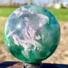 Rare Natural Snowflake Feather Fluorite Ball, Quartz Crystal Energy Ball Mineral Reiki Healing Stone, Degaussing Magic Divinatio 6