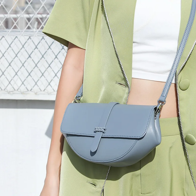 Light Luxury Leather Saddle Cover Cowhide Flip Shoulder Womens Bag New Fashion Trend Simple And Versatile Cross-body Women's Bag