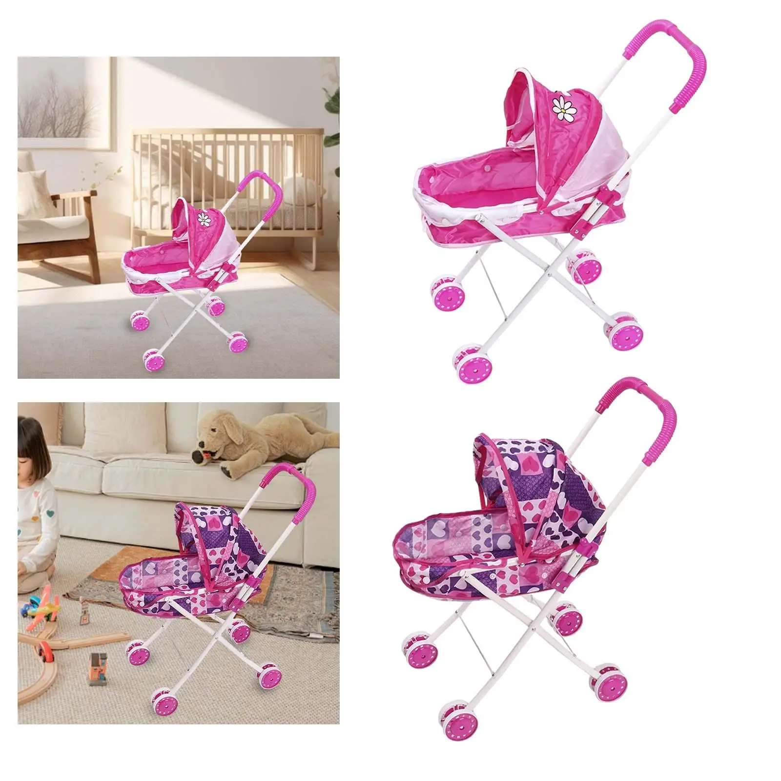 Baby Doll Stroller Pretend Play Party Favors Doll Carrier Girls Gift Realistic Early Development Simulation Pushchair Toy
