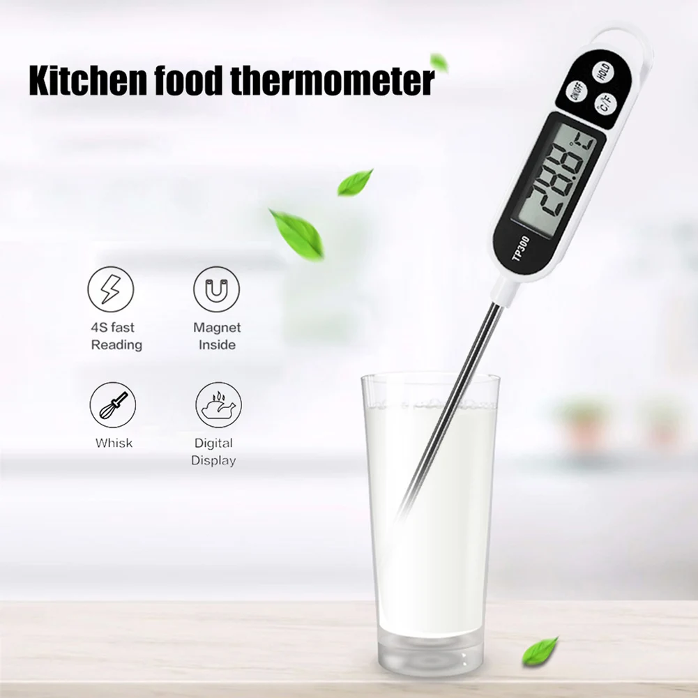 TP300 Digital Food Thermometer LCD Display Electronic Food Thermometer Electronic Temperature Probe for Meat /Cooking /BBQ/Milk