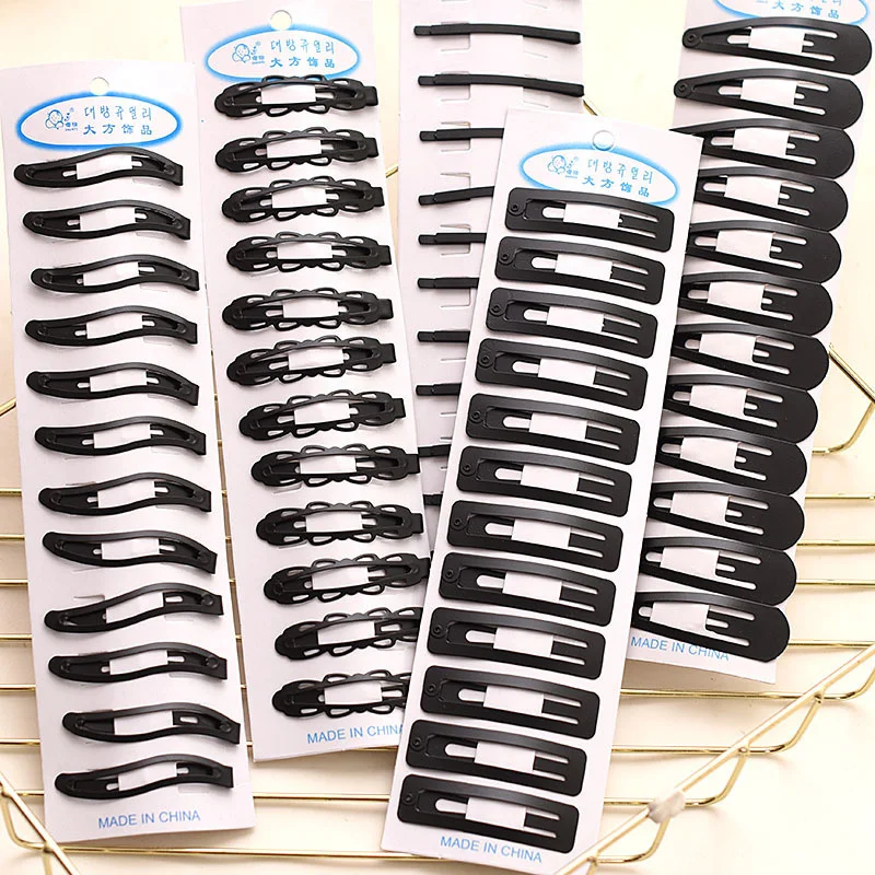 acetate hair clip black and white plaid versatile twist clip amber hair plate bangs side clip 12Pcs/Set Black BB Clip Hairpins Woman Broken Hair Bangs Side Clip Simple Metal Barrettes Hairgrips Hair Accessories for Girls